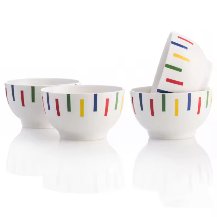 Set 4pcs bols 650ml new bone china diseño rayas de colores CASA BENETTON - 1