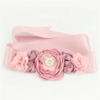 Cinturón De Boda Elegante Para Mujer Con Flores De Satén Y Cuentas Hechas a Mano Diadema De Cintura Para Vestido De Novia - details 0
