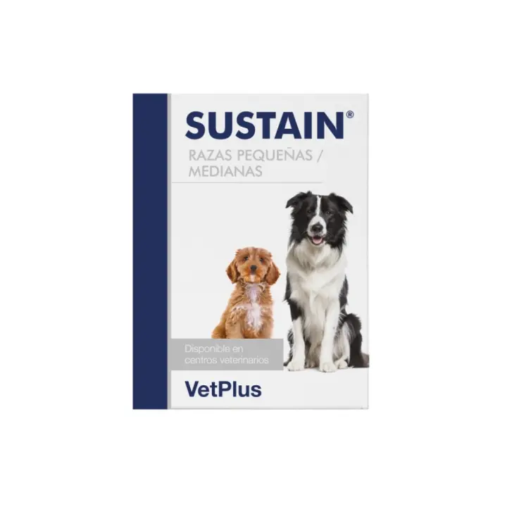 VETPLUS - Sustain (30 Sobres) - Suplemento Nutricional para la Salud Digestiva y Sistema Inmunitario en Perros de Raza Pequeña y Mediana &lt;20 kg - 1