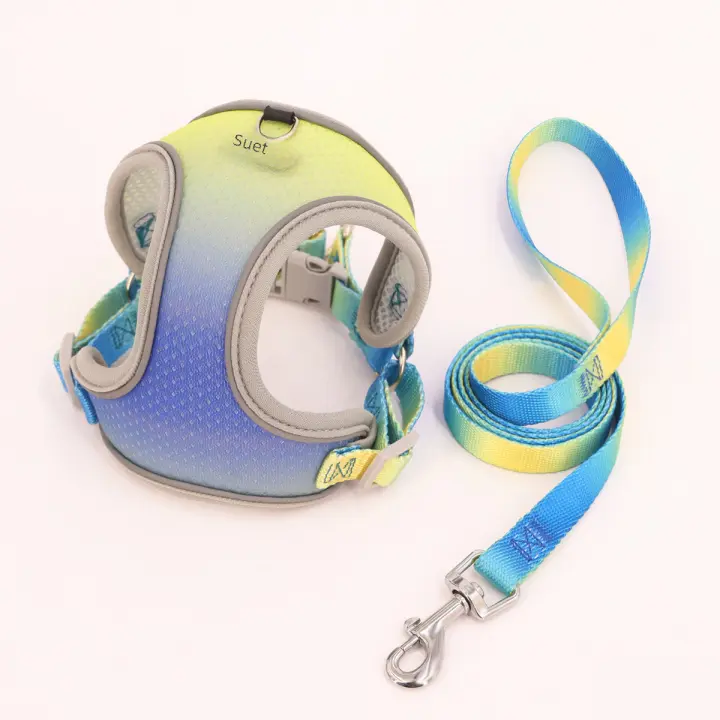 Harnés Para Perro De Tamaño Pequeño Y Medio Con Correa Ombre Set De Harnés Y Correa Para Mascotas Material Poliéster - 1