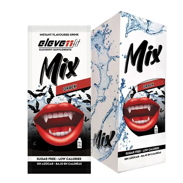 Eleven Fit Mix Instantáneo, Caja de 12 Sobres Sabor Drack - Prepara 1.5L de Bebida Saludable - Sin Azúcar, Baja en Calorías y Carbohidratos - Ideal para Agua/Leche, Cocinar y Preparar Postres - Mejora tu Dieta - Apto para Adultos y Niños - 1