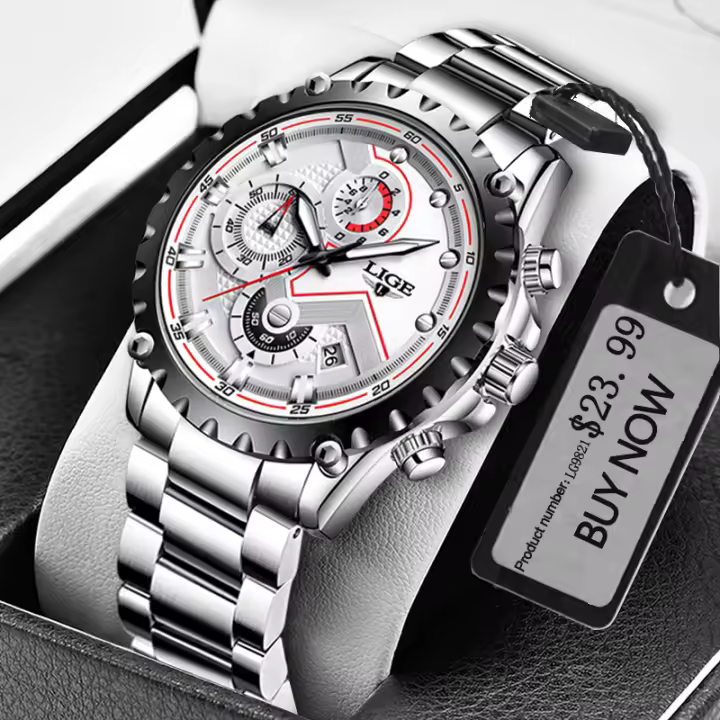 Reloj De Hombre LIGE Con Dial Azul Y Correa De Acero Inoxidable Resistente Al Agua Y Al Choque Con Fecha Y Manos Luminosas Reloj De Moda Y Casual Para Negocios - 1