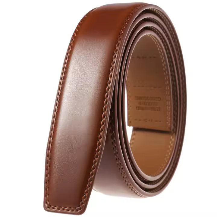 Cinturón De Cuero Genuino De 3.5cm Sin Hebilla Para Hombre Calidad Superior En Negro Y Marrón Adecuado Para Adultos - 1