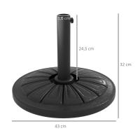 Outsunny Base de Sombrilla Redondo Soporte para Parasol de HDPE Rellenable de Cemento Peso 13 kg para Poste de Parasol de Ø38/48 mm Ø43x32 cm Negro - details 2