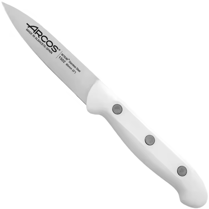 ARCOS Artika - Cuchillo Mondador (80 mm) - Hoja de Acero Inoxidable Nitrum® - Mango Blanco de Polipropileno (PP) - 150224 - 1