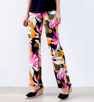 Precioso pantalón VICTORIA MORENO de punto seda estampado floral con goma en cinturilla. - details 0