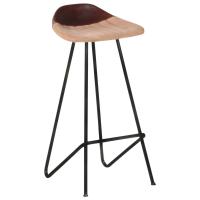 vidaXL Taburetes de cocina 4 unidades cuero auténtico marrón - details 1