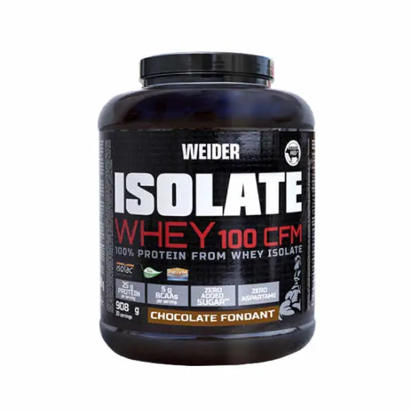 Weider - Isolate Whey 100 CFM - 908 gr - Proteína isolada alta en proteínas, baja en carbohidratos y grasas - Alta calidad, elaborada 100% con proteína aislada de máxima pureza premium (Isolac®) - 1