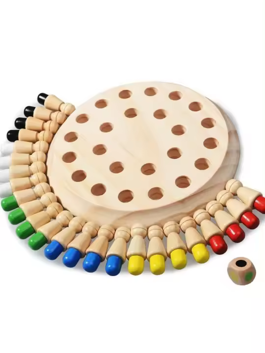 Juego De Ajedrez De Madera Para Niños Juguete Educativo Montessori De Color Sensación Y Memoria Match Stick Chess Juego De Fiesta Para Bebés Y Niñas - 1