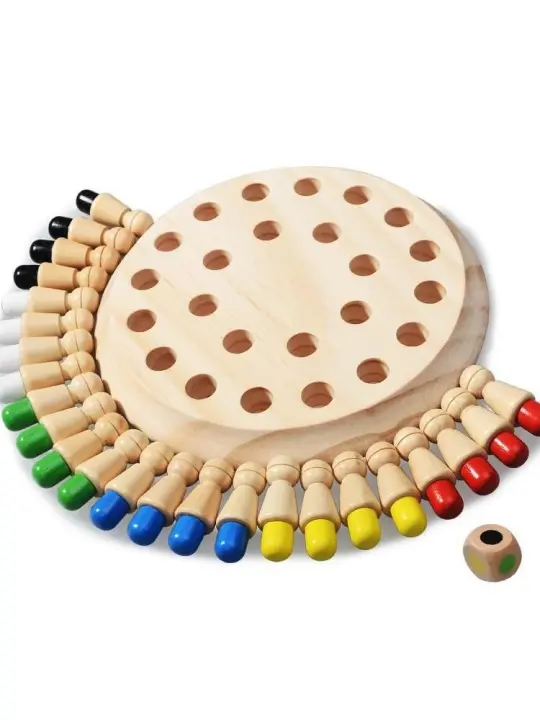 Juego De Ajedrez De Madera Montessori Juguete Educativo Para Niños Sensación De Color Juego De Memoria Para Fiestas Y Aprendizaje - 1