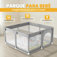 JUPPLIES Parque Infantil Bebe 120x120cm + Alfombra Bebe + 50 Bolas + Agarraderas + Bolsas de Transporte – Corralito Bebe con Malla Transpirable – Parque de Juegos Bebe – Playpen Bebe - Gris - details 3