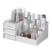 Organizador de escritorio para cosmeticos caja de almacenamiento con gran capacidad para maquillajes esmaltes de unas y joyeria organizador para maquillaje de plastico blanco - details 8