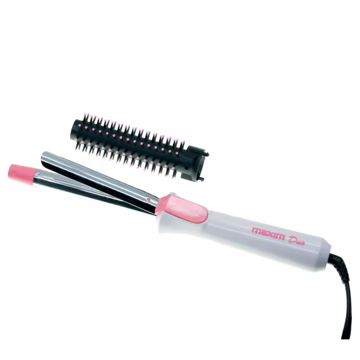 BVC Tenacilla + Cepillo Maxim Mx-2907-E 2 en 1 Nuevo Estilo Duo - Rizador de Pelo Profesional con Pinza de 10 Cm - 1