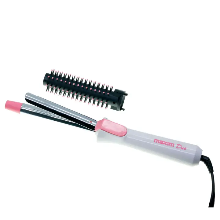 BVC Tenacilla + Cepillo Maxim Mx-2907-E 2 en 1 Nuevo Estilo Duo - Rizador de Pelo Profesional con Pinza de 10 Cm - 1