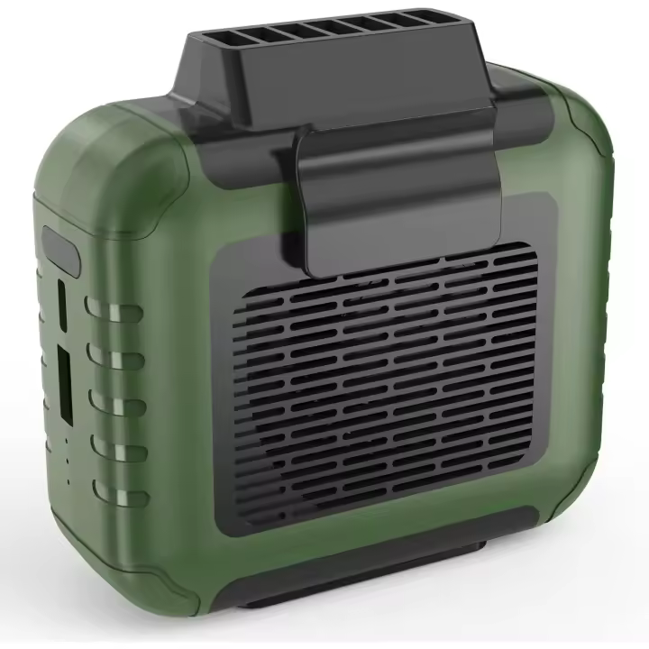 Ventilador portátil con clip para cinturón, batería recargable de 6000 mAh, 3 velocidades potentes, entrada y salida (verde) - 1