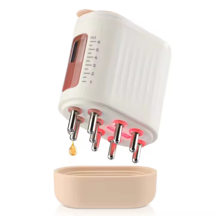 Peine de masaje con vibración y luz roja, microcorriente EMS, cuidado del cabello en el hogar, cuidado profundo del cabello, reparación del cuero cabelludo, peine canalizador líquido - 1