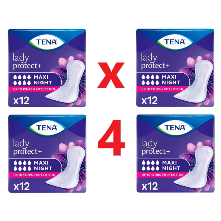 Tena Compresas Discreet Protect + Maxi Noche, 4 x 12 Unidades (48 Unidades) - 1