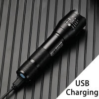 Linterna Táctica LED Potente De Aleación De Aluminio Recargable Por USB Para Camping Al Aire Libre Impermeable Con Distancia De Iluminación De 100-200 M - details 0