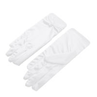 Guantes De Boda Elegantes Para Novia Con Lazo Accesorios De Boda Para Damas Guantes De Noche Formales De Encaje Rayón Talla Única - details 6