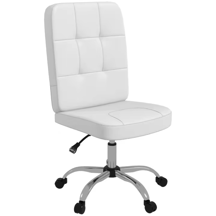 Vinsetto Silla de Oficina sin Brazos Silla de Escritorio Giratorio de Piel Sintética con Altura Ajustable Estilo Moderno Carga 120 kg 45x59x90-100 cm - 1