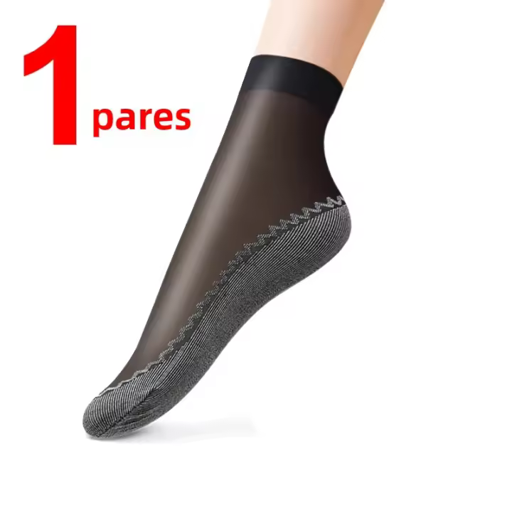 Calcetines Cortos Para Mujer Ultradelgados Y Elásticos De Encaje Transparente Calcetines De Verano Transpirables Antideslizantes Con Fondo De Tela Suave Algodón Y Spandex - 1