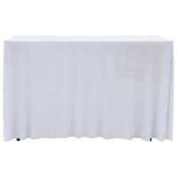 vidaXL Fundas elásticas para mesa 2 uds con falda 243x76x74 cm blanco - details 1
