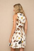 VESTIDO CORTO COQUILLE - Vestido Corto Blanco con Estampado de Conchas, Vestido Camisero, Incluye Cinturón, Vintage, Elegante, Cómodo, Fluido, Algodón, Primavera Verano para Mujer - details 4