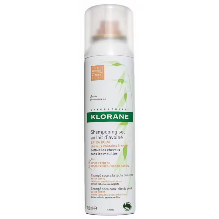 KLORANE CHAMPU SECO A LA LECHE DE AVENA CABELLO CASTAÑO MORENO 150 ML - 1
