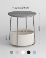 Mesa Auxiliar Redonda con Cesta de Tela - Espaciosa Mesa Lateral para Salón, Dormitorio o Mesita de Noche, Estilo Moderno, Disponible en Varios Colores - details 28