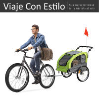 Pawhut Remolque Bicicleta Perros Carro Cochecito para Transporte Mascota 2 en 1 con Barra de Paseo Amortiguador Rueda Giratoria 360° Reflectores Carga Máx. 30kg - details 6