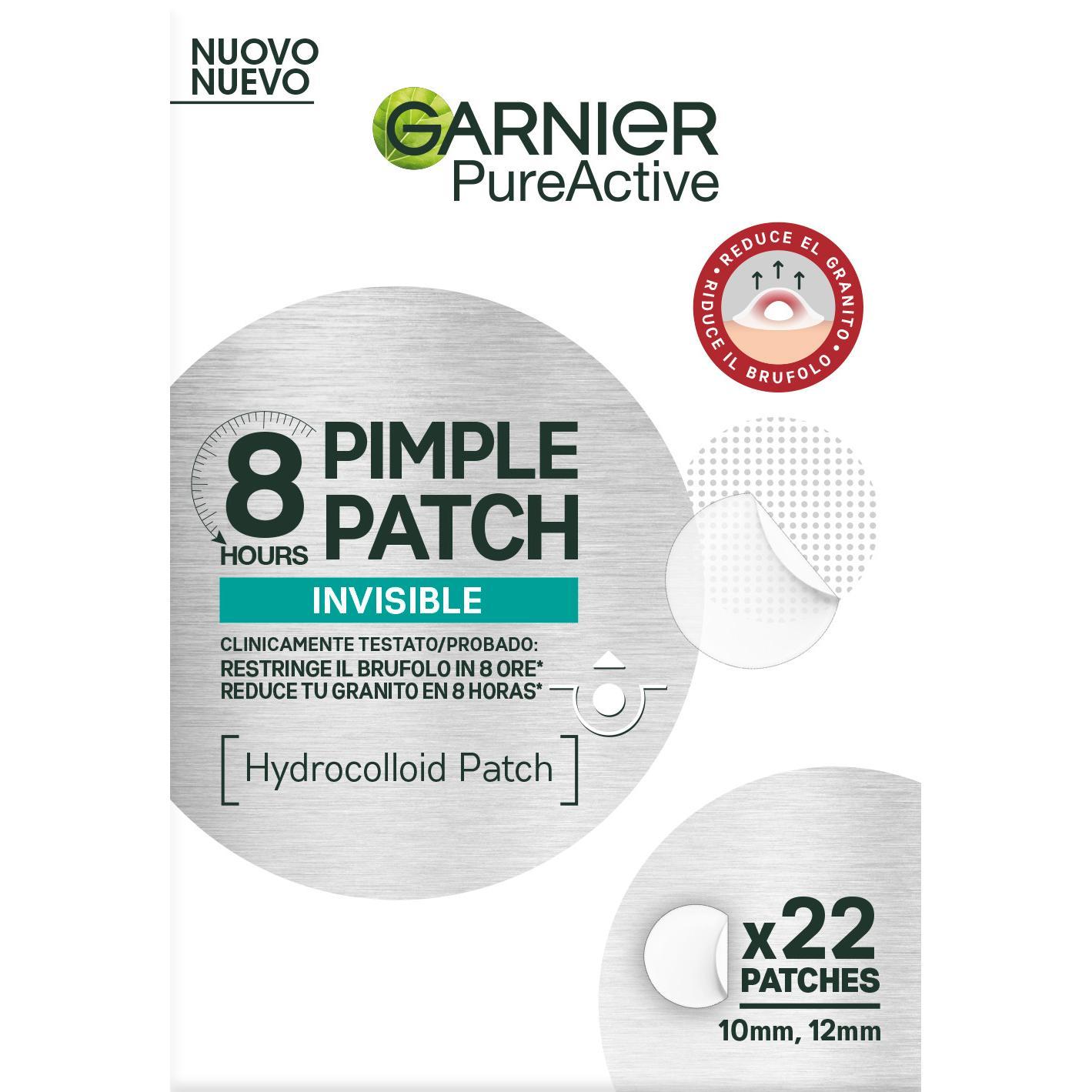 GARNIER | Pure Active Pimple Patch Invisible 8h Parche con Tecnología Hidrocoloide con BHA para Granitos 22UND