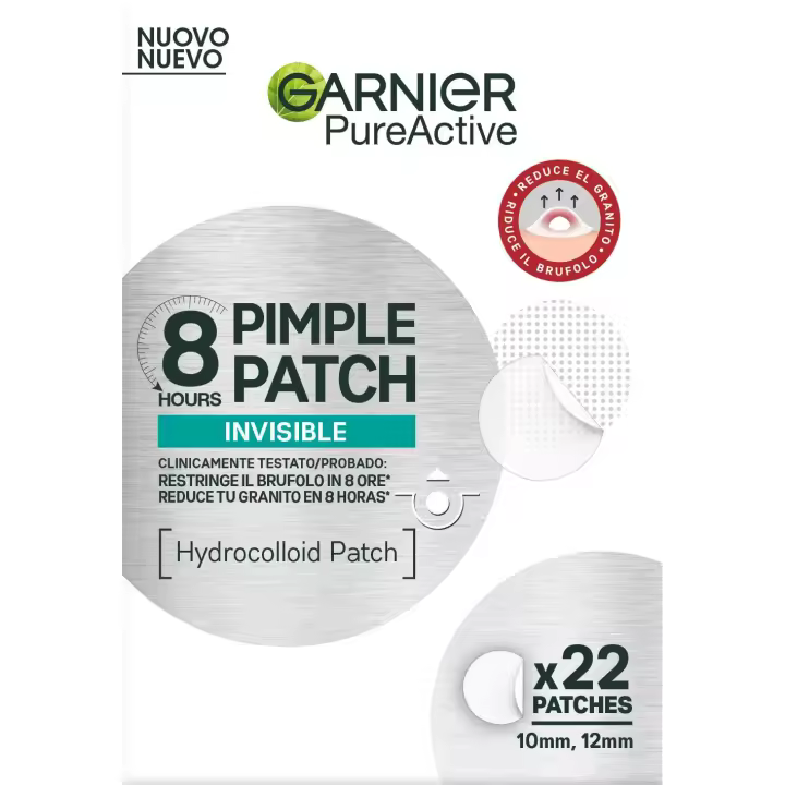GARNIER | Pure Active Pimple Patch Invisible 8h Parche con Tecnología Hidrocoloide con BHA para Granitos 22UND - 1