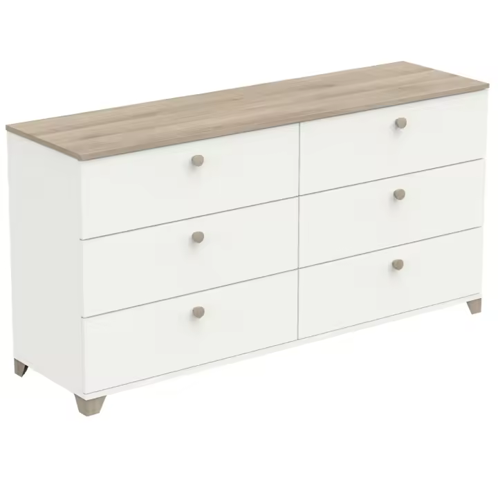 Cómoda Izzy Blanco Mate y Roble Kronberg 150x77cm Dormitorio Estilo Nórdico - 1
