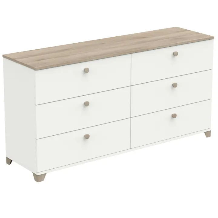 Cómoda Izzy Blanco Mate y Roble Kronberg 150x77cm Dormitorio Estilo Nórdico - 1