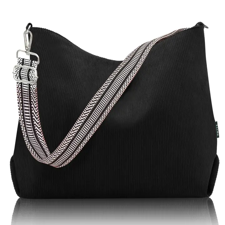 La Bolsa de Asas DE LA Cremallera DE LA Pana de las mujeres, Bolso de hombro de la capacidad Grande, impermeable, convenient para el trabajo, Escuela, Viajes, Universidad - 1