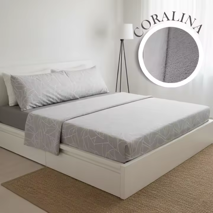 Juego Sabanas Trazos Coralina Mommata 180 gr/m² Soft Silk Doble Perchado para Cama de 90 a 180 cm, Tacto Seda - 1