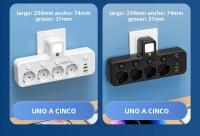 Enchufe De Pared Con Multiple De Corriente AC Y USB Tipo C Con Filtro De Red Y Interruptor Separado Adaptador Universal Con Luz EU Plug - details 3