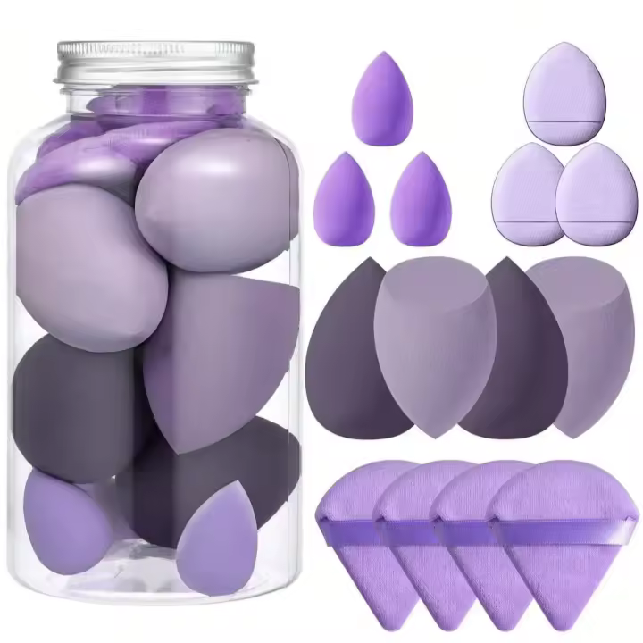 Esponja de maquillaje para licuadora, sombra de base de huevo de belleza con botella de almacenamiento, accesorios para esponja, 12/14 Uds. - 1