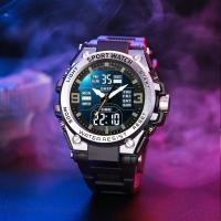 Reloj De Pulsera Digital Y Analógico Para Hombres De Lujo Y Estudiantes Jóvenes Resistente Al Agua Con Luz Nocturna Y Movimiento Doble De Acero Y Aleación - details 3