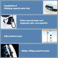 Robot limpiacristales inteligente Gran potencia de succión de 2700 Pa Rociador de agua ultrasónico de tres vías Control remoto Detección automática de bordes Batería de 10 minutos de duración Uso doméstico y comercial - details 6