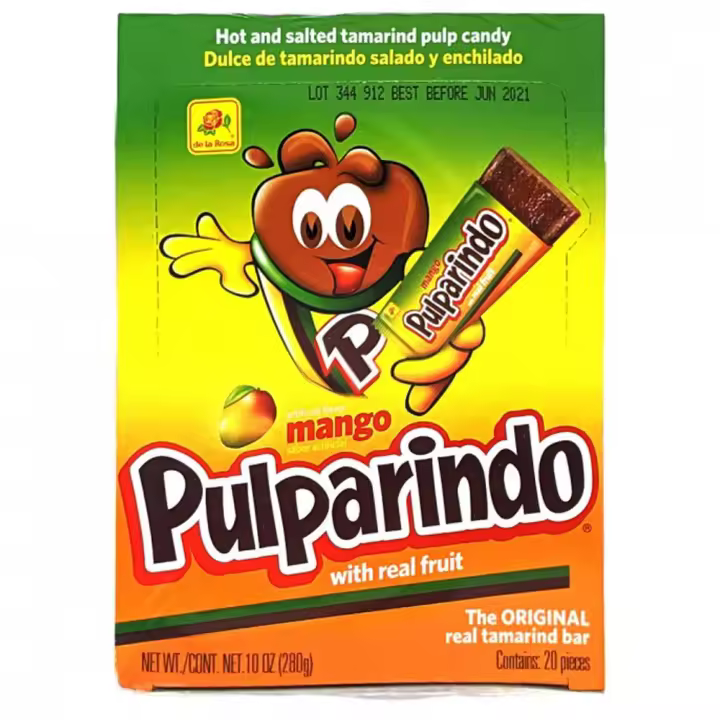 De la Rosa Pulparindo Mango Tamarindo display de 20 unidades! 280gr/10oz - Dulce de Tamarindo salado y enchilado - 1