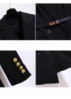Nueva Sastrería Blazer Negra Para Mujer Oficina Primavera Otoño Traje Elegante Cintura Ajustada Doble Botón Moda Trabajo - details 5