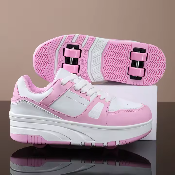 Zapatillas Casuales Para Niños Y Niñas Con Rodillos De Cuatro Ruedas Zapatos Deportivos Para Exterior Ajustables Y Transpirables Para Escolares - 1