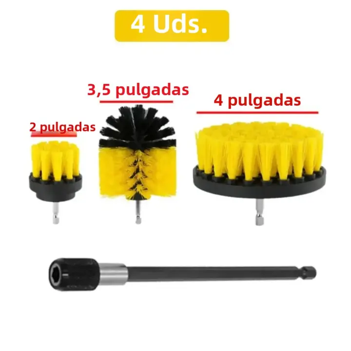 Kit De Cepillo Eléctrico Para Taladro Limpieza General Herramientas Para Neumáticos Automóviles Piso De Azulejos Baño Cocina Cepillo Plástico Redondo De Escobilla - 1