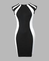 Vestido Bodycon Colorblock Elegante Para Mujer Verano Moda Sin Mangas Cuello Redondo Mini Vestido Negro Casual Para Fiesta Club - details 0