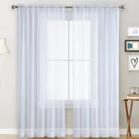Cortina De Ventana Transparente De Terylene De Color Sólido Para Sala De Estar Y Dormitorio Decoración Simple De Cortina Moderna Sin Cierre - details 5