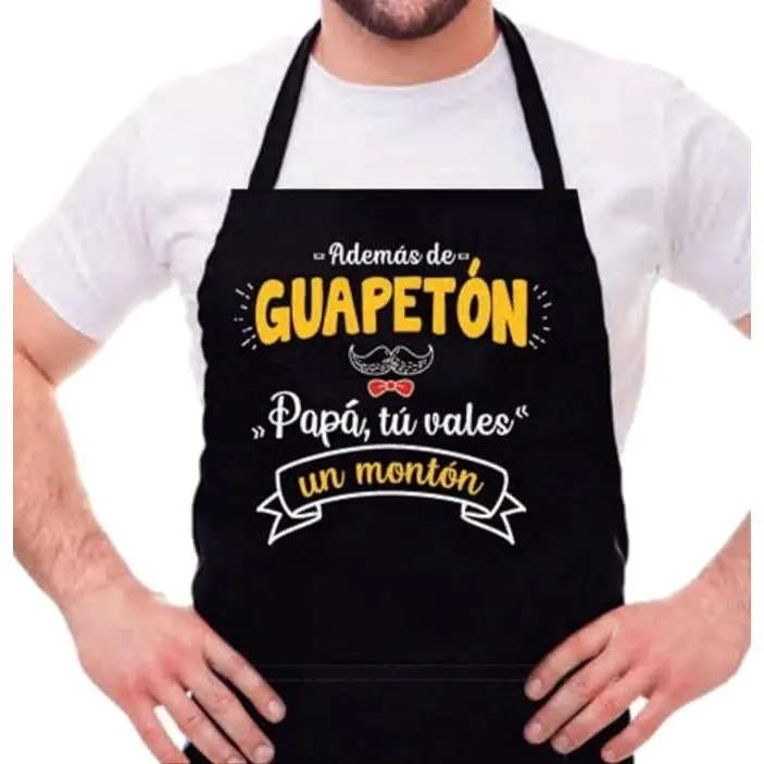 Delantal Frase Papa Además de Guapetón Papa tú vales un Montón . Regalo Padre . Padres . Dia del padre - 1