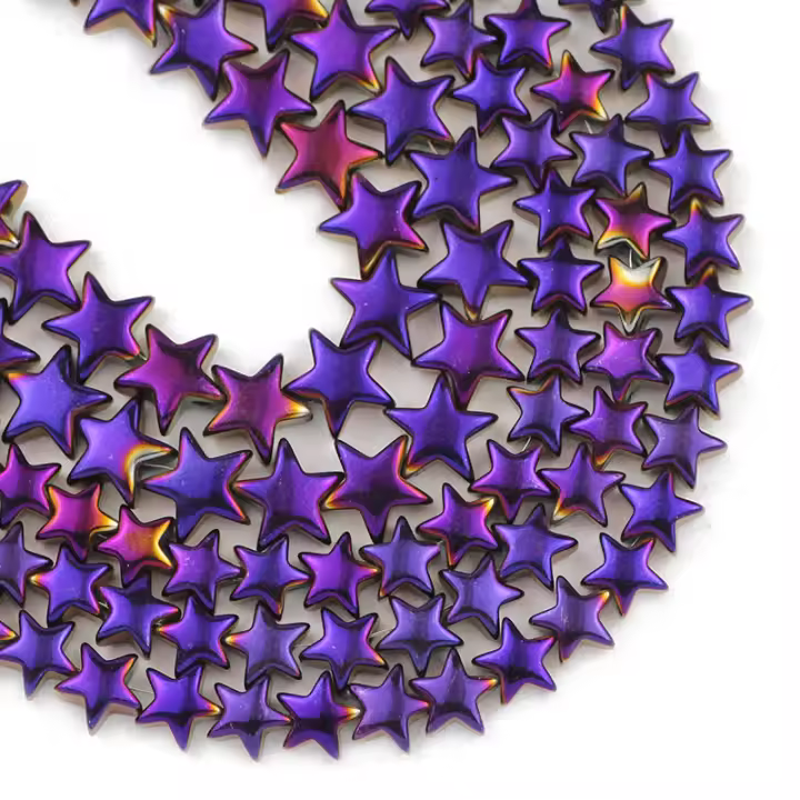 Cuentas De Estrella De Cinco Puntos De Hematita Azul Y Dorado Color Morado Natural Para La Creación De Joyería Pulseras Y Collares DIY - 1