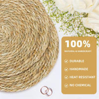 4pcs Tapetes De Lugar Redondos Tejidos De Rotura 30cm Naturales Resistentes Al Calor Hechos a Mano Para Mesa De Comedor Estilo Japonés - details 6