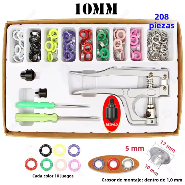 Kit De Herramientas Para Ojales Y Anillos Redondos De Metal Para Piel Y DIY De 80 a 400 Piezas Herramienta Multifuncional Para Pegatinas Y Scrapbooking - 1